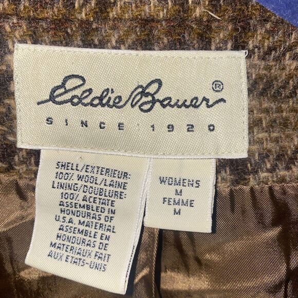 Vintage Eddie Bauer Women Wool Blazer Jacket Plaid M Preppy Country Equestrian - Picture 7 of 14